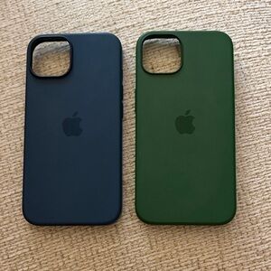 Apple iPhone 13 Silicone iPhone Case Pair — Deep Blue and Forest Green